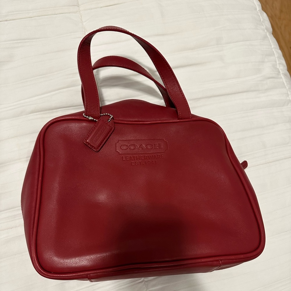 Red Leather Coach travel makeup case - barely used.